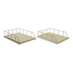 Set di vassoi organizzatori DKD Home Decor Verde polipropilene Legno MDF 28,5 x 36 x 9 cm (2 Unità) (1 Unità)