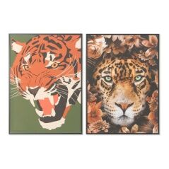 Painting DKD Home Decor 52 x 2,7 x 72 cm Tiger Modern (2 Units)