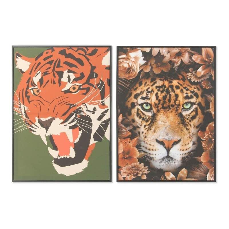 Quadro DKD Home Decor 52 x 2,7 x 72 cm Tigre Moderno (2 Unità)