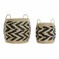 Basket set DKD Home Decor Black Light brown Natural Fibre Boho 30 x 30 x 30 cm 2 Pieces (2 Units)