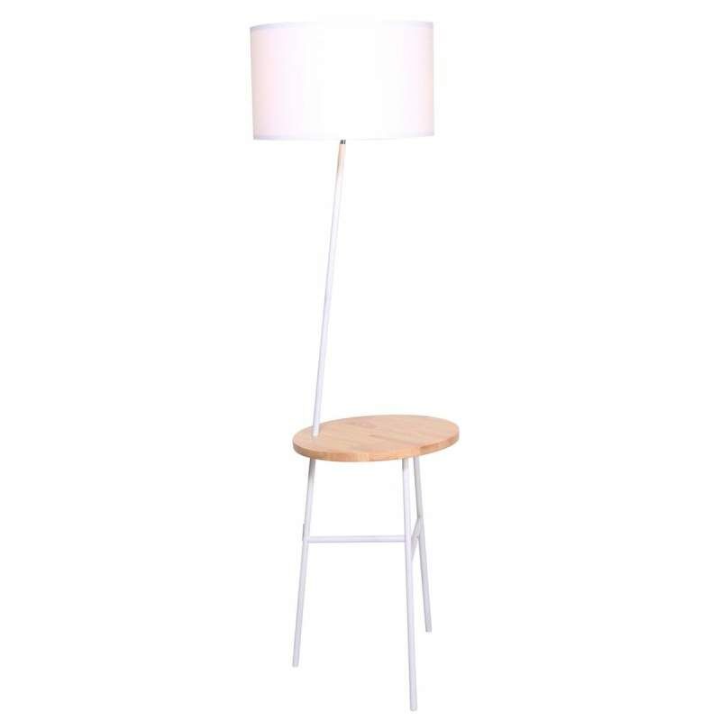 Floor Lamp DKD Home Decor White Brown Polyester Metal Pinewood (40 x 65 x 152 cm)