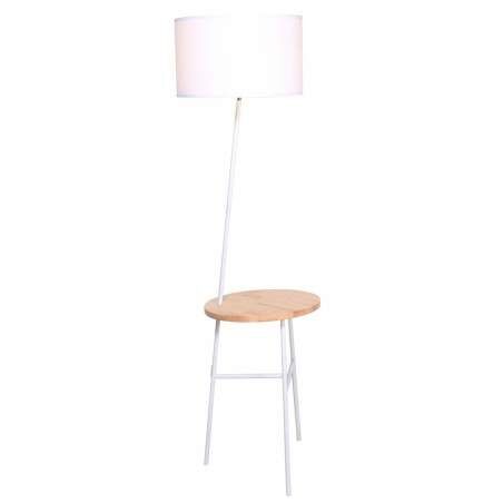 Lampada da Terra DKD Home Decor Metallo Marrone Poliestere Bianco Pino (40 x 65 x 152 cm)