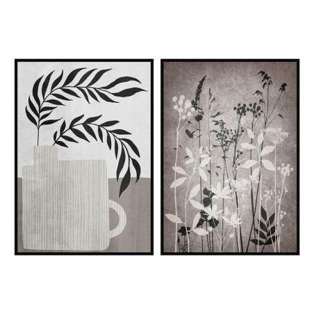 Painting DKD Home Decor 53 x 4,5 x 73 cm Modern Leaf of a plant (2 Units)