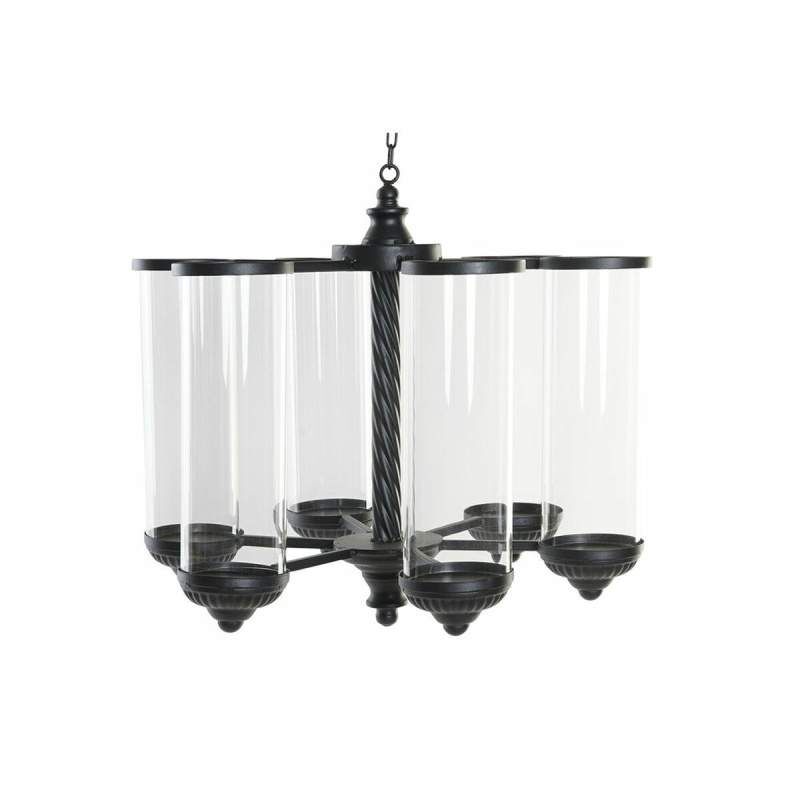 Candleholder DKD Home Decor Black Metal Crystal (53 x 53 x 52 cm)