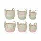 Set di Cestini DKD Home Decor Naturale Rosa Verde Fibra naturale 30 x 30 x 32 cm Boho (2 Unità)