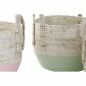 Set di Cestini DKD Home Decor Naturale Rosa Verde Fibra naturale 30 x 30 x 32 cm Boho (2 Unità)