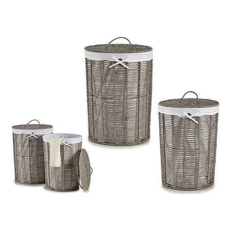 Laundry Basket Grey Cloth wicker (2 Pieces) (44 x 56 x 44 cm) (39 x 39 x 50,5 cm)