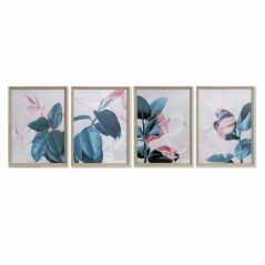 Painting DKD Home Decor Tropical Leaf of a plant 45 x 3,5 x 60 cm (4 Units)