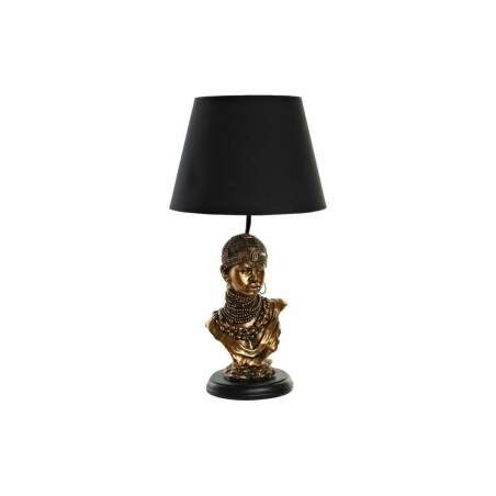 Lampada da tavolo DKD Home Decor Nero Dorato Poliestere Resina Africana (31 x 31 x 58 cm)