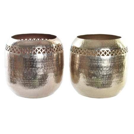 Vaso DKD Home Decor Rame 24 x 24 x 22 cm Dorato Alluminio Arabo Fustellatura (2 Unità) 