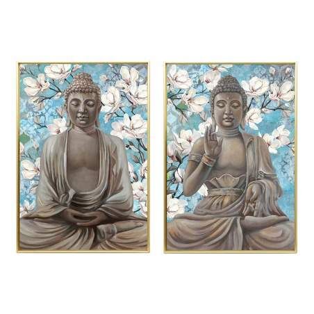 Quadro DKD Home Decor 51,5 x 3,5 x 71,5 cm Buddha Orientale (2 Unità)