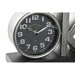 Table clock DKD Home Decor 23 x 8 x 15 cm Silver Black Iron (2 Units)