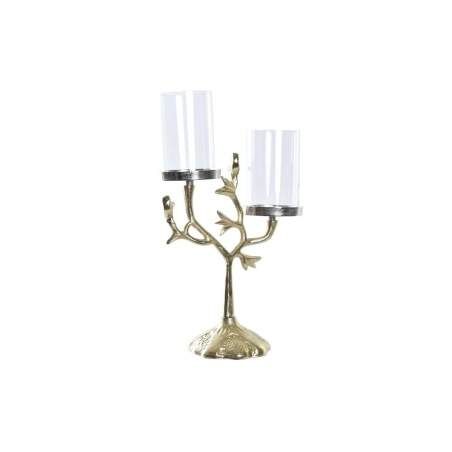 Candelabro DKD Home Decor Cristallo Dorato Alluminio Uccelli (29 x 15 x 48 cm)