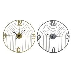 Orologio da Parete DKD Home Decor Nero Dorato Metallo Moderno 45 x 3 x 45 cm (2 Unità)