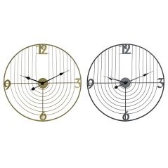 Orologio da Parete DKD Home Decor Nero Dorato Metallo 60 x 3 x 60 cm Moderno (2 Unità)