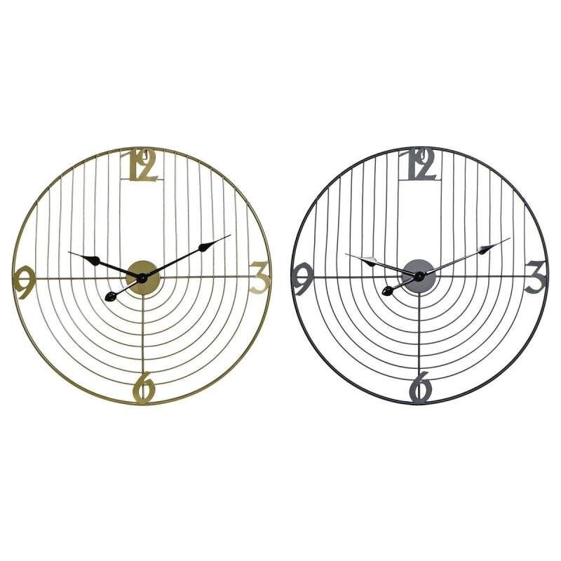 Orologio da Parete DKD Home Decor Nero Dorato Metallo 60 x 3 x 60 cm Moderno (2 Unità)