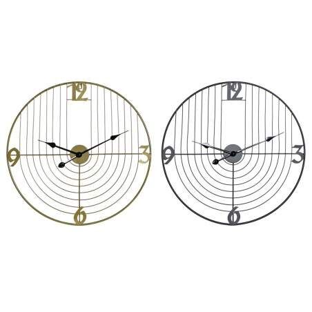 Orologio da Parete DKD Home Decor Nero Dorato Metallo 60 x 3 x 60 cm Moderno (2 Unità)