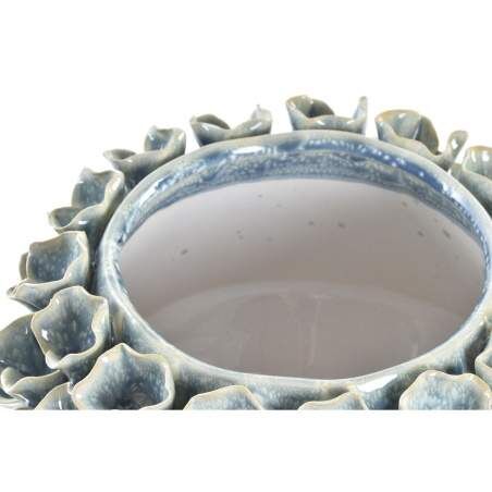 Vaso DKD Home Decor Rosa Turchese Gres Fiore Mediterraneo 20 x 20 x 13 cm 22 x 22 x 13 cm (2 Unità)