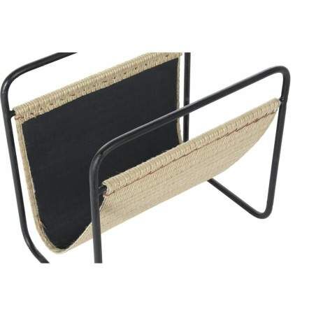 Magazine rack DKD Home Decor 39 x 26 x 36 cm Natural Black Metal