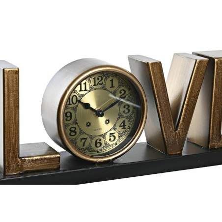 Orologio da Tavolo DKD Home Decor Love Rame 39 x 8 x 15 cm Argentato Ferro Loft (2 Unità)