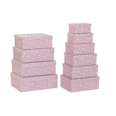 Set di Scatole per Sistemare Impilabili DKD Home Decor Bianco Per bambini Rosa chiaro Cartone (43,5 x 33,5 x 15,5 cm)