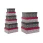 Set di Scatole per Sistemare Impilabili DKD Home Decor Quadrato Fiori Cartone