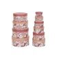 Set of Stackable Organising Boxes DKD Home Decor Flowers Stripes Fuchsia White Peach Cardboard (37,5 x 37,5 x 18 cm)