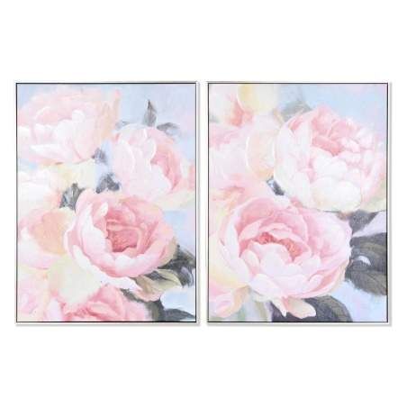 Quadro DKD Home Decor 60 x 3,5 x 80 cm 60 x 3 x 80 cm Fiori Romantico (2 Unità)