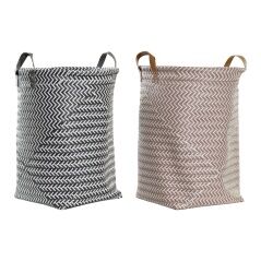 Laundry basket DKD Home Decor Geometric Grey Beige White Polyurethane polypropylene 40 x 40 x 50 cm (2 Units)