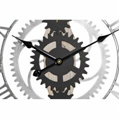 Orologio da Parete DKD Home Decor Argentato Nero MDF Ferro Ingranaggi Loft (60 x 4 x 60 cm)