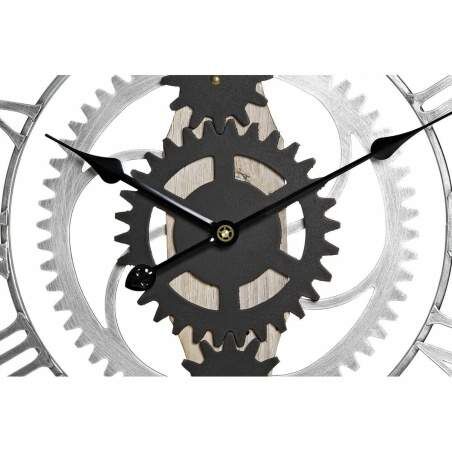 Wall Clock DKD Home Decor Silver Black MDF Iron Gears Loft (60 x 4 x 60 cm)