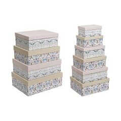 Set di Scatole per Sistemare Impilabili DKD Home Decor animali Fiori Cartone (43,5 x 33,5 x 15,5 cm)