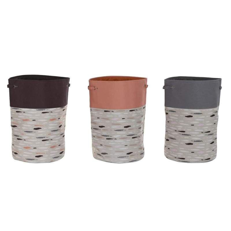 Laundry basket DKD Home Decor Grey Orange 40 x 40 x 60 cm (3 Units)