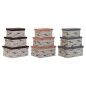 Set of Stackable Organising Boxes DKD Home Decor Brown Grey Orange 40 x 30 x 20 cm