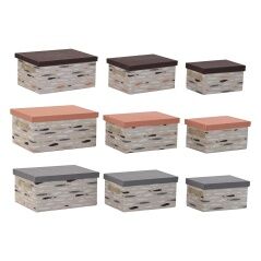 Set di Scatole per Sistemare Impilabili DKD Home Decor Marrone Grigio Arancio 40 x 30 x 20 cm