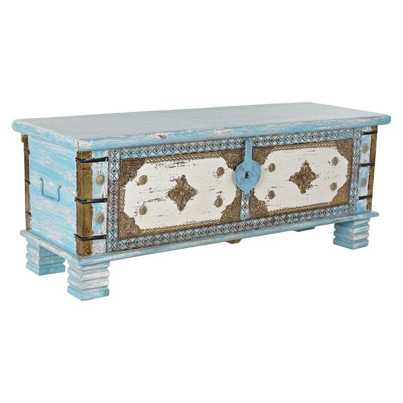 Forziere DKD Home Decor Azzurro Ottone Legno di mango 116 x 40 x 45 cm