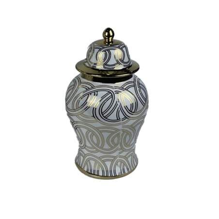 Vaso DKD Home Decor Porcellana Dorato Bianco Orientale (17 x 17 x 31 cm)