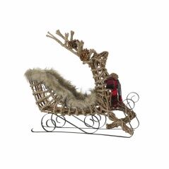 Sledge DKD Home Decor Brown Jute Metal wicker Plastic Reindeer 63 x 20 x 52 cm