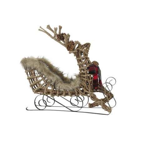 Sledge DKD Home Decor Brown Jute Metal wicker Plastic Reindeer 63 x 20 x 52 cm