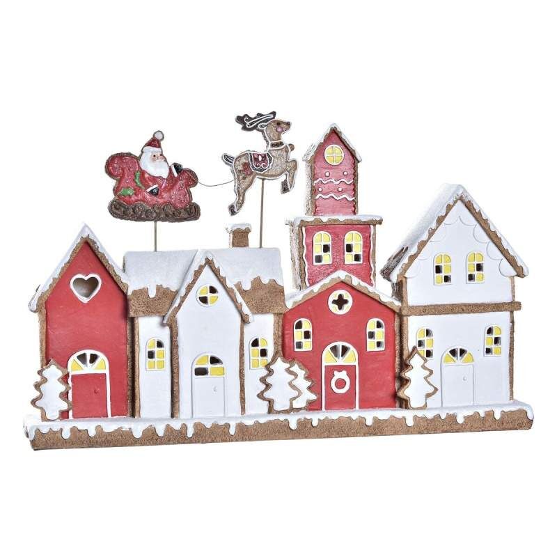 Decorazione Natalizia DKD Home Decor Casa Bianco Rosso Resina 41 x 7,5 x 27 cm