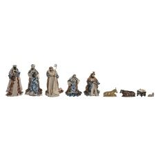 Presepe di Natale DKD Home Decor 9 Pezzi Azzurro Dorato Poliestere (20 x 15 x 30 cm)