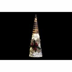 Cones DKD Home Decor Christmas White Natural Silver 20 x 20 x 80 cm (3 Pieces)