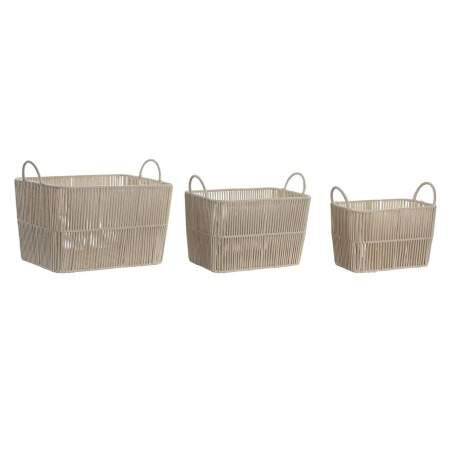 Set di Cestini DKD Home Decor Beige Metallo 39 x 29 x 31 cm 3 Pezzi