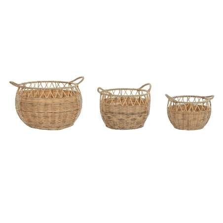 Set di Cestini DKD Home Decor Naturale Metallo Polietilene 38 x 38 x 34 cm 38 x 38 x 27 cm 3 Pezzi