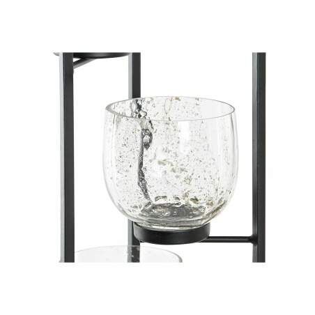 Candleholder DKD Home Decor Crystal Black Transparent 18 x 18 x 76 cm Iron