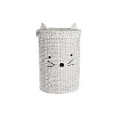 Laundry basket DKD Home Decor White Children's Cat 42 x 42 x 63 cm Fibre (2 Units)