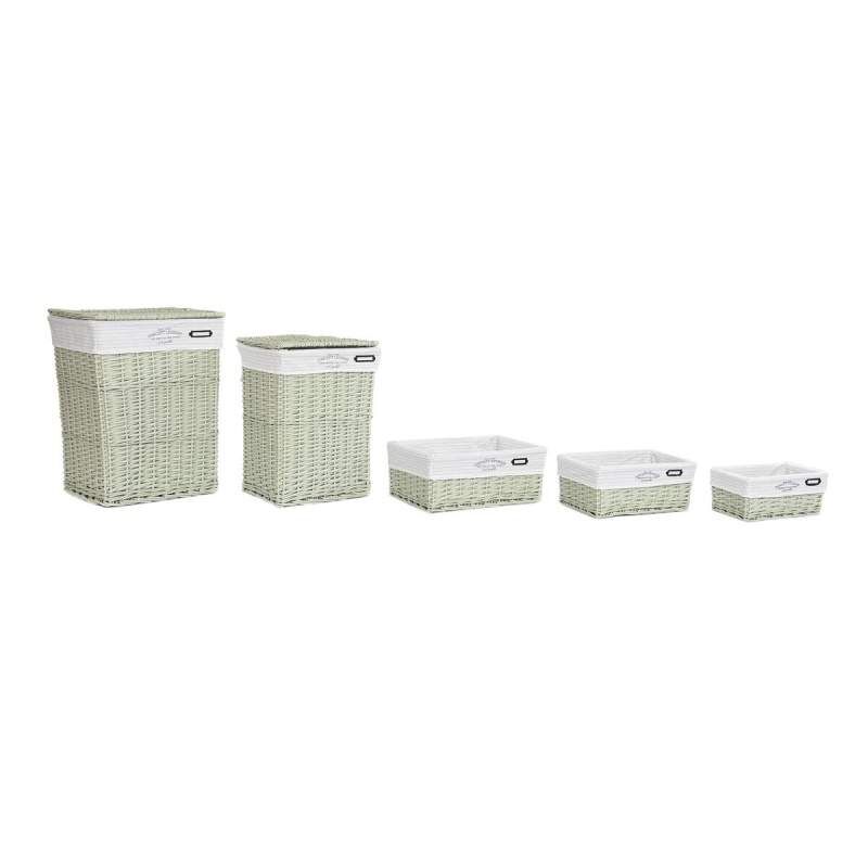 Set di Cestini DKD Home Decor Verde vimini 44 x 34 x 56 cm 5 Pezzi