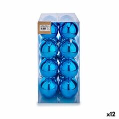 Set of Christmas balls Blue Plastic 8 x 9 x 8 cm (12 Units)