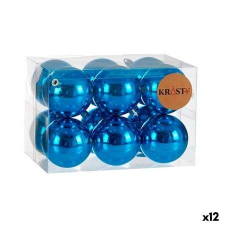 Set di palline di Natale Azzurro Plastica Ø 7 cm (12 Unità)