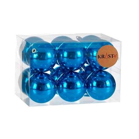 Set di palline di Natale Azzurro Plastica Ø 7 cm (12 Unità)